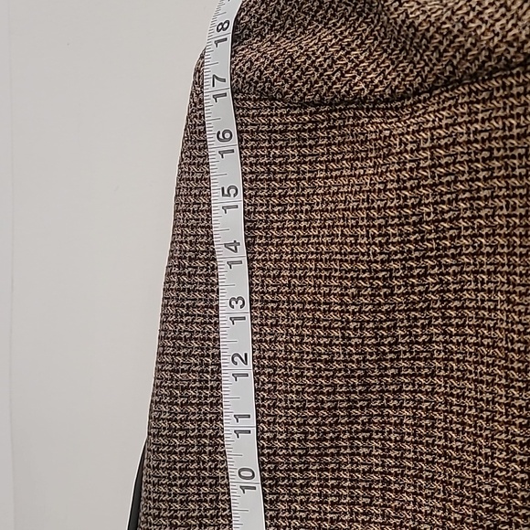 Jones New York Virgin Wool Blend Tweed Open Front Blazer Brown 14 - Picture 10 of 12